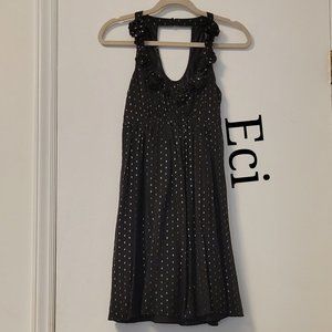 ❣️HP❣️eci NY black pleat with metallic gold sleeveless full slip dress sz: 2